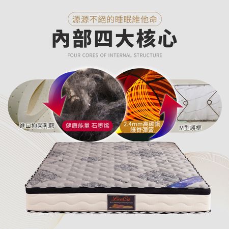 【LooCa】石墨烯遠紅外線+乳膠+M型護框獨立筒床墊-5尺 (標準雙人床墊)