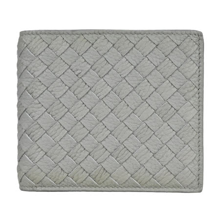 BOTTEGA VENETA 經典編織小羊皮對開8卡短夾(灰196207 VT262 1519)