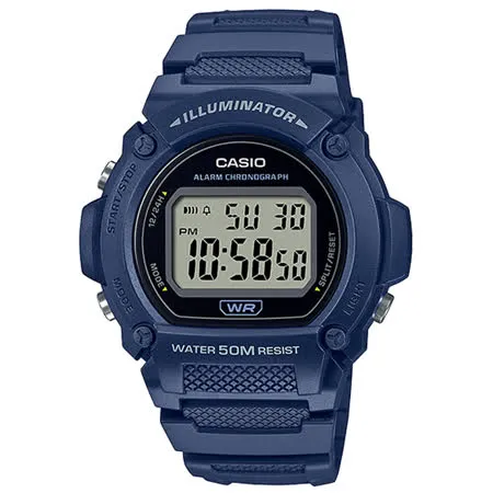 CASIO 卡西歐 電子錶 橡膠錶帶 防水50米 LED背光照明(W-219H-2A)