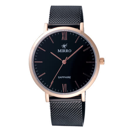 MIRRO 極簡主義時尚腕錶-玫瑰金X黑大-6997KM-27635-B