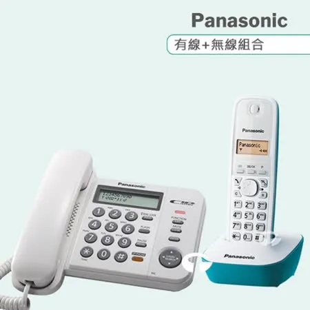 《Panasonic》松下國際牌數位子母機電話組合 KX-TS580+KX-TG1611 (時尚白+水漾藍)