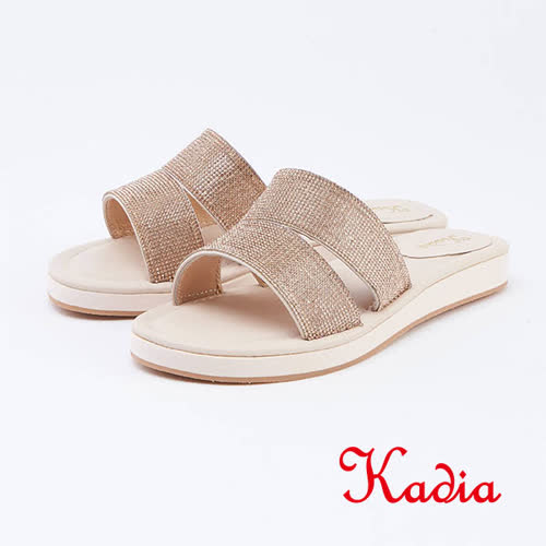 kadia．休閒水鑽厚底拖鞋(1302-A8金色)