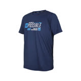 (男) FIRESTAR 彈性印花圓領短袖T恤-運動 慢跑 路跑 上衣 吸濕排汗 丈青藍白 XL