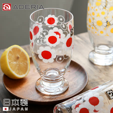 【ADERIA】日本製昭和系列復古花朵高腳杯335ML-紅花款