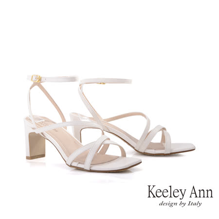 Keeley Ann夏季定番 簡約繞帶方根涼鞋(白色132063240)