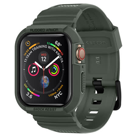 SGP / Spigen Apple Watch Series 7/SE/6/5/4共用 (44mm) Rugged Armor Pro-防摔保護殼專業版(錶帶一體成型:軍綠)