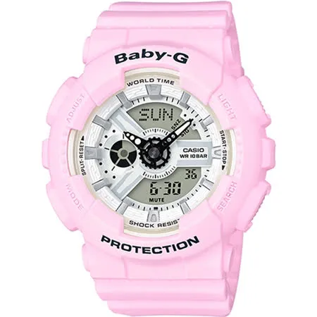 CASIO BABY-G 棉花糖粉色運動錶(BA-110BE-4A)