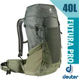 【德國 Deuter】Futura Pro 40L 輕量網架式透氣背包(附原廠防水背包套)/Aircomfort 透氣網架背負系統/3401321 墨綠/卡其