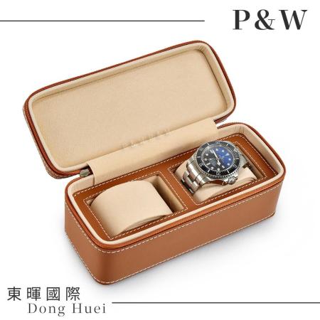 棕色皮革材質 大錶適用 手工精品 錶盒