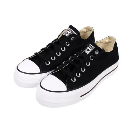 CONVERSE 女 CTAS LIFT OX BLACK/WHITE/WHITE 厚底增高帆布鞋(低統) 黑白 - 560250C