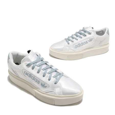 adidas 休閒鞋 Sleek Super 運動 女鞋 愛迪達 緞面 質感 球鞋 厚底 穿搭 白 藍 EG6770 EG6770