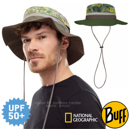 【西班牙 BUFF】國家地理頻道-高防曬 Booney Hat 抗UV可收納圓盤帽(輕量快乾.可折疊.UPF 50+)中盤帽_125380 綠色秘林