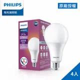 Philips 飛利浦 14W LED高亮度燈泡-燈泡色3000K 4入(PS001)