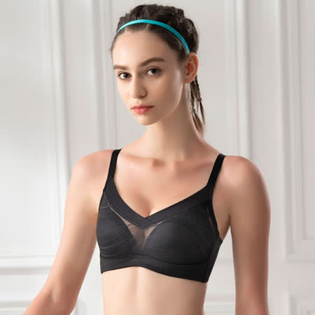 華歌爾-專利立體無鋼圈 BM-B3L輕運動胸罩(酷涼黑) 呼吸泡模杯-NBB202BL