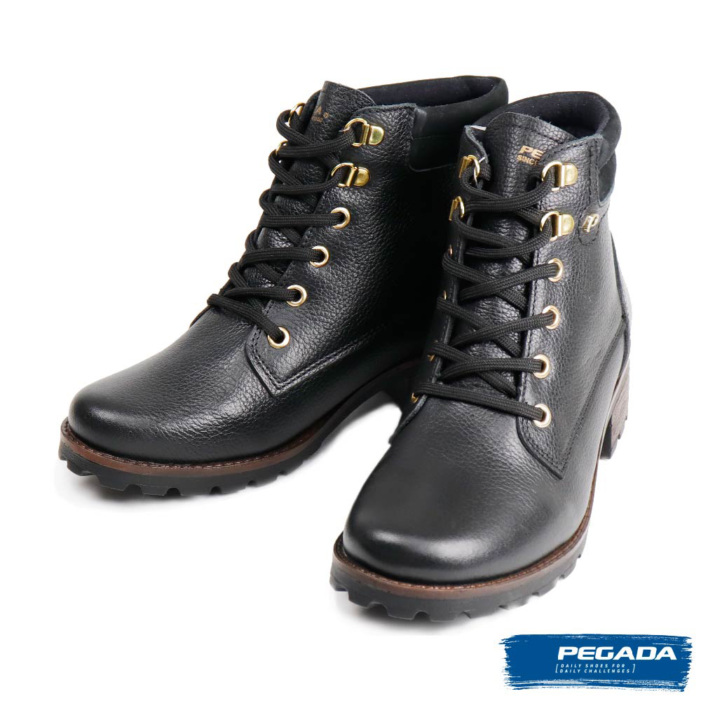 【PEGADA】巴西進口時尚個性真皮短靴 黑色(281401-BL)
