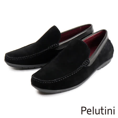 【Pelutini】素面麂皮休閒樂福鞋 黑色(1760-BLS)