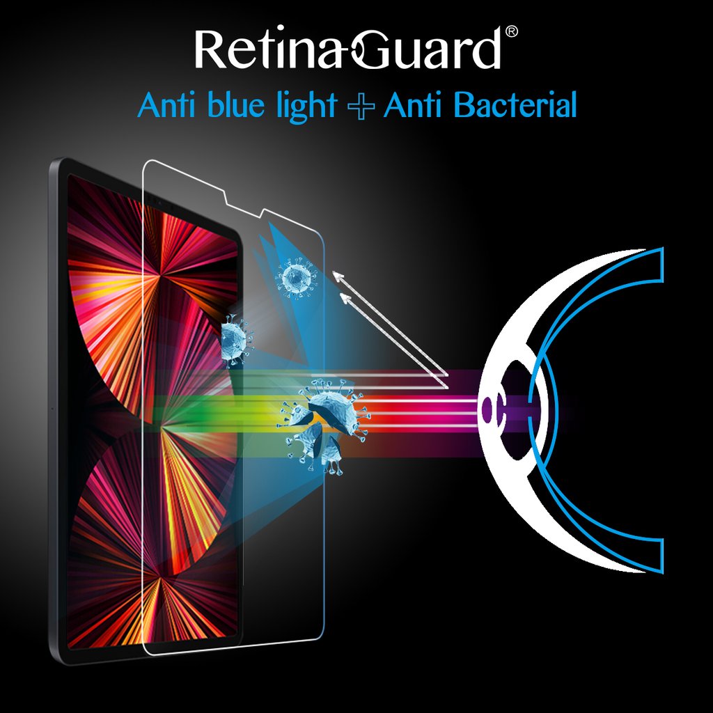 RetinaGuard 視網盾 2021 iPad Pro 12.9 抗菌防藍光鋼化玻璃保護膜