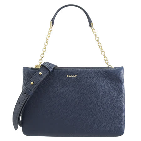 BALLY 6238441 BRYSSA 金屬LOGO 牛皮雙層手提兩用方包.深藍