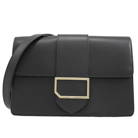 BALLY 6234358 MEIKE 金屬LOGO 雙層翻蓋斜背方包.黑