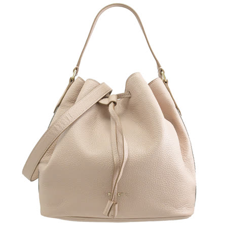 BALLY 6238438 BLYSS 金屬LOGO 素面兩用束口水桶包.粉膚色