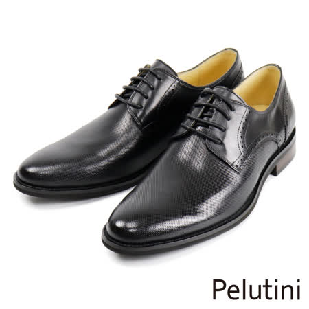 【Pelutini】雕花多孔透氣德比鞋 黑色(8739-BL)