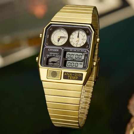 CITIZEN星辰 Chronograph系列 復古雙顯電子腕錶 / JG2103-72X / 32.5 x 40.6mm