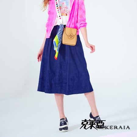 【KERAIA 克萊亞】微光小花園刺繡牛仔裙