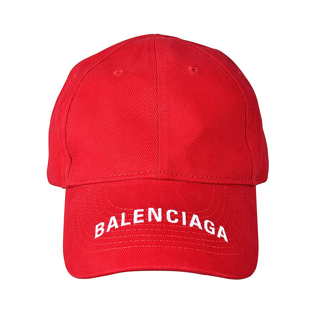 BALENCIAGA白字刺繡LOGO棒球帽(紅)