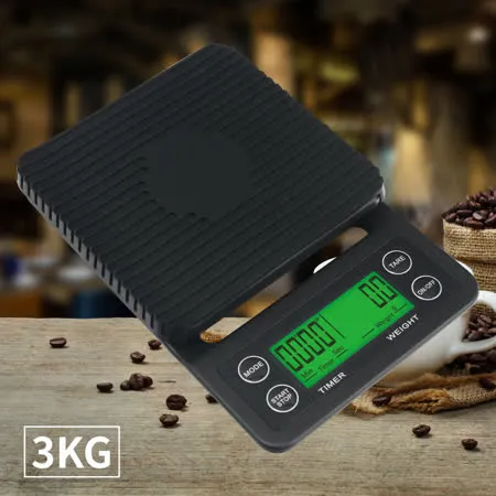手沖咖啡計時電子秤3kg-黑