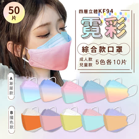 KF94四層立體
霓彩綜合款口罩50片