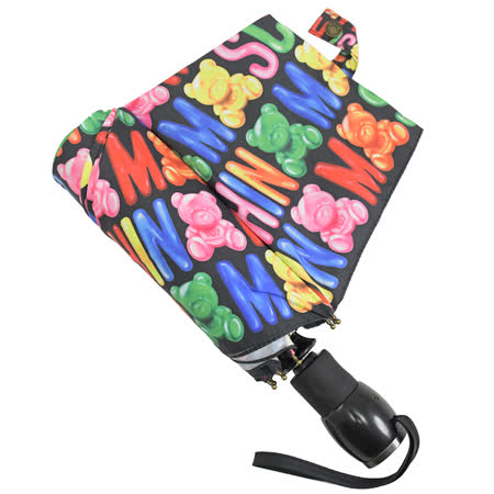 MOSCHINO 字母小熊軟糖印花自動開收摺疊晴雨傘.黑