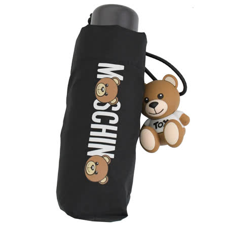 MOSCHINO 小熊吊飾輕量摺疊晴雨傘.黑