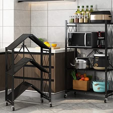 【AOTTO】工業風免安裝可折疊收納置物架(五層)