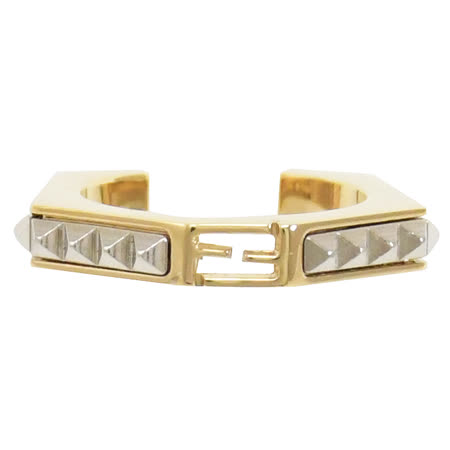 FENDI 8AG712 雙F LOGO鉚釘寬版環戒.金