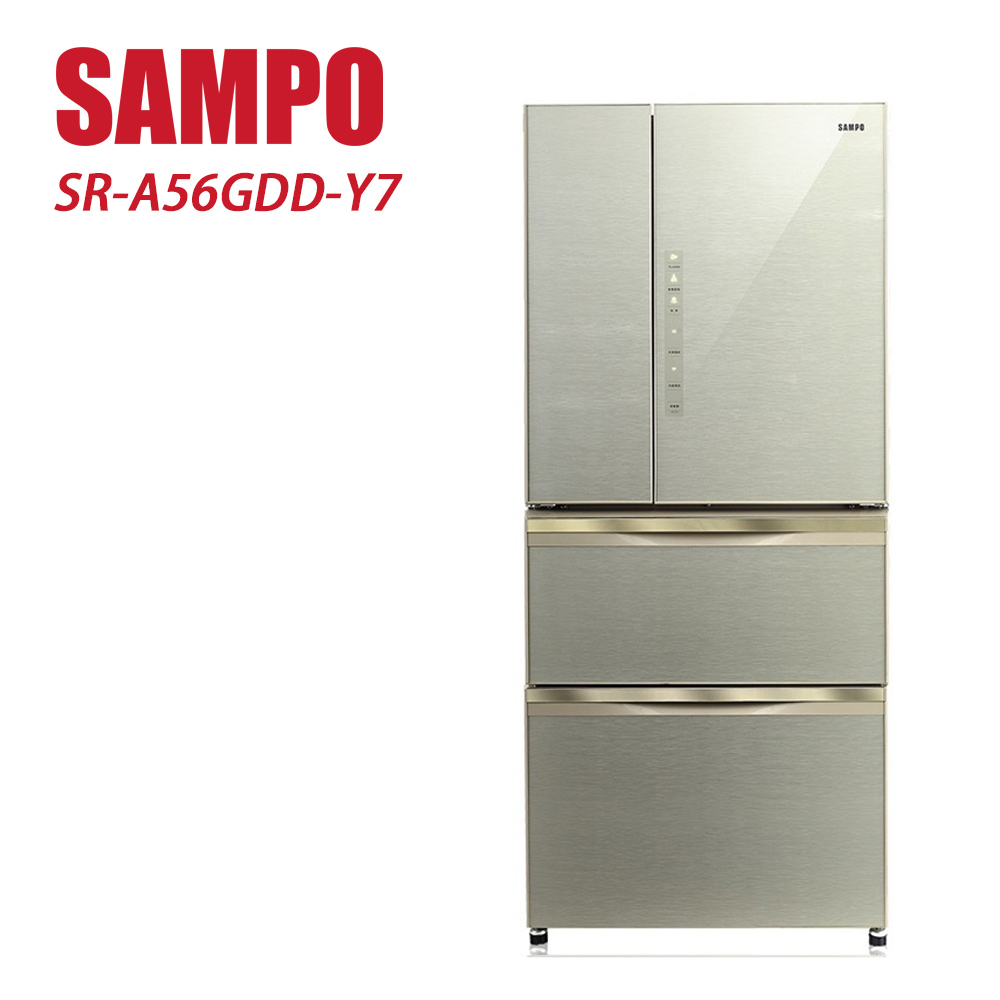 SAMPO 聲寶 560L四門一級能玻璃變頻冰箱 SR-A56GDD-Y7-含基本安裝+舊機回收