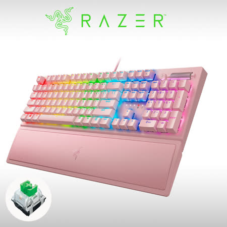 Razer 雷蛇 Blackwidow V3 Quaztz Edition黑寡婦蜘蛛電競鍵盤綠軸粉晶英文 Friday購物