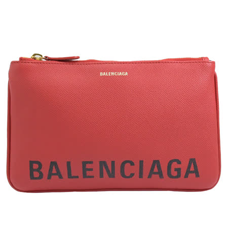 BALENCIAGA 巴黎世家 545773 荔枝牛皮拉鍊手拿包.紅