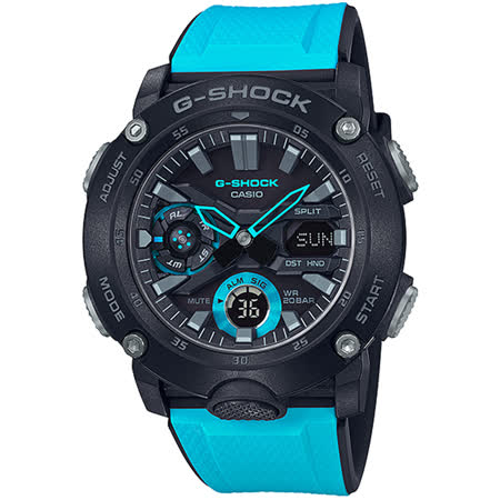 CASIO 卡西歐 G-SHOCK 碳纖維防護雙顯手錶(GA-2000-1A2)