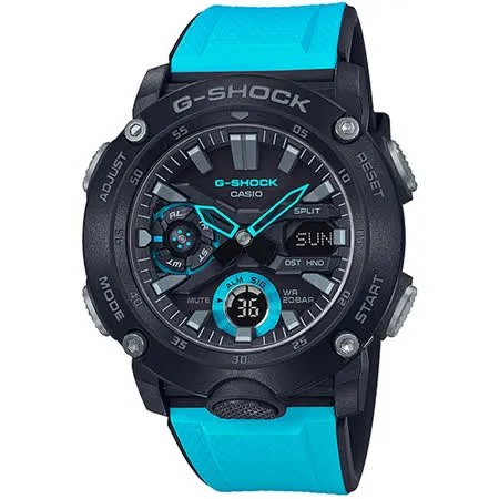 CASIO  G-SHOCK 碳纖維防護雙顯手錶(GA-2000-1A2)