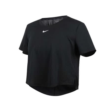 (女) NIKE 短版短袖T恤-DRI-FIT 運動 上衣 慢跑 路跑 黑白