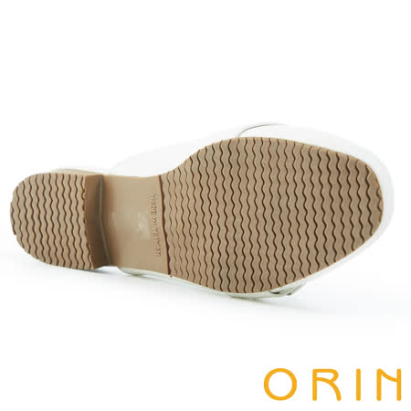 【ORIN】金屬釦環珍珠真皮低跟 女 穆勒鞋(白色)