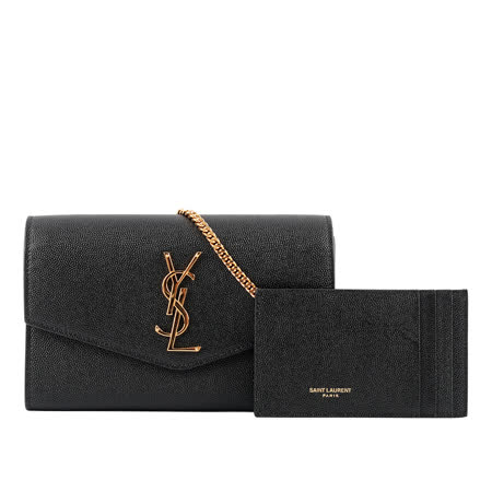 YSL
金字牛皮附卡片夾斜背包