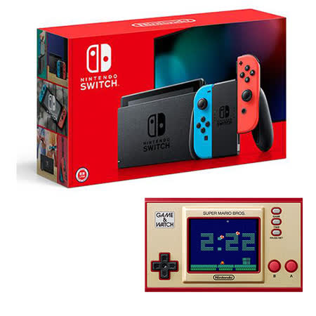 Nintendo Switch電力加強版主機-紅藍手把+攜帶型遊戲