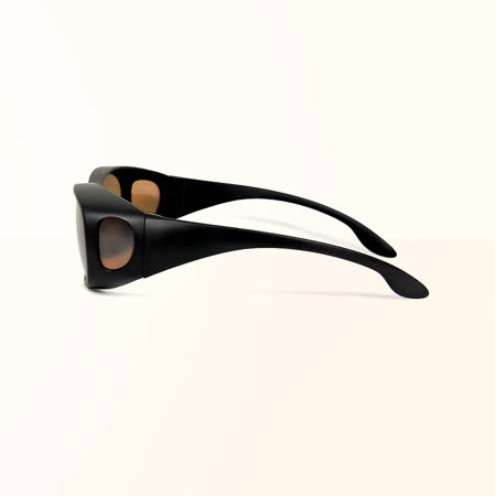 ALEGANT質感霧黑全罩式寶麗來偏光墨鏡/外掛式UV400太陽眼鏡/包覆套鏡