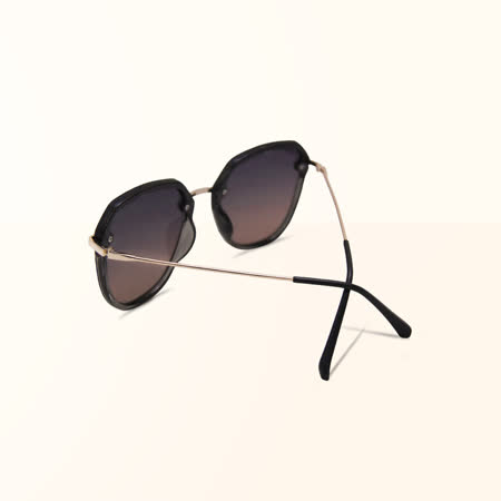 ALEGANT法式浪漫流行拼接半框設計花草蜂蜜色墨鏡/UV400太陽眼鏡