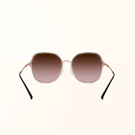 ALEGANT輕時尚漸層蜜糖玫瑰棕粉果凍透視金屬鏡框設計墨鏡/UV400太陽眼鏡