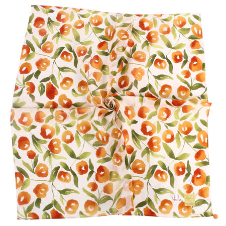 Sybilla 棉花圖案純綿帕領巾(橙色)