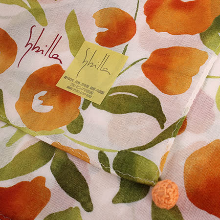 Sybilla 棉花圖案純綿帕領巾(橙色)