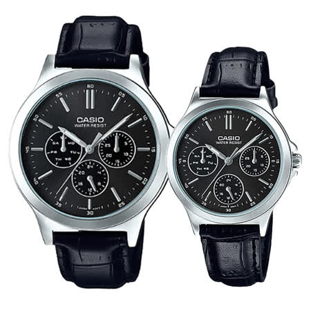 CASIO 卡西歐 三眼對錶
指針錶皮革錶帶