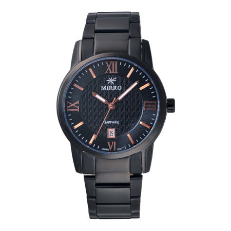 MIRRO 羅馬假期時尚腕錶-黑X玫瑰金大-6963BM-23632-K